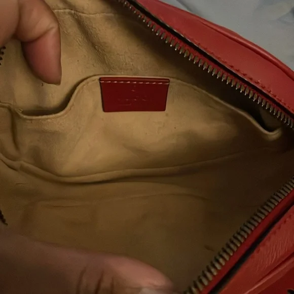 Gucci Belt Marmont 65 small Matelasse Red leather messenger bag - Picture 6 of 11